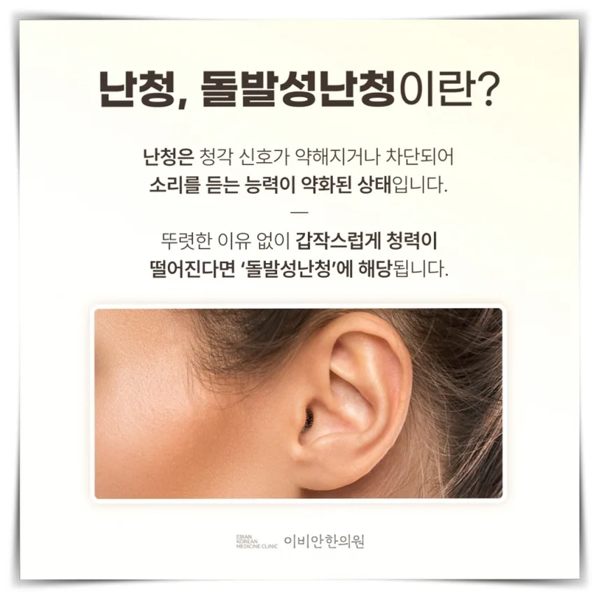 돌발성난청 귀먹먹함 이충만감 증상 설명